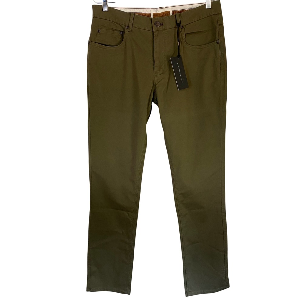 Nifty Genius Mens Olive Green Slim Fit Japanese Cotton Chino Pants Size 34 NWT